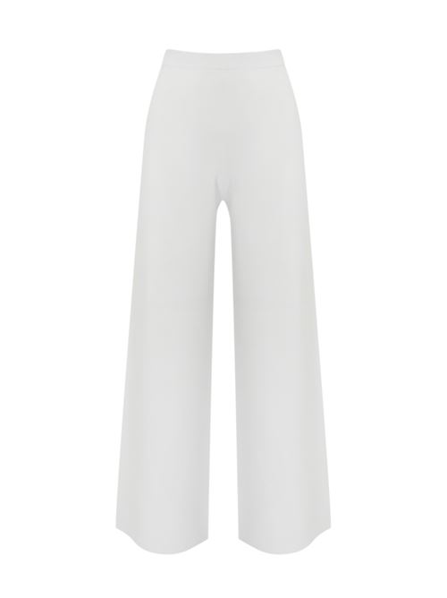 Pantalone ampio in maglia di viscosa bianco Liviana Conti | F5SA29A01-0